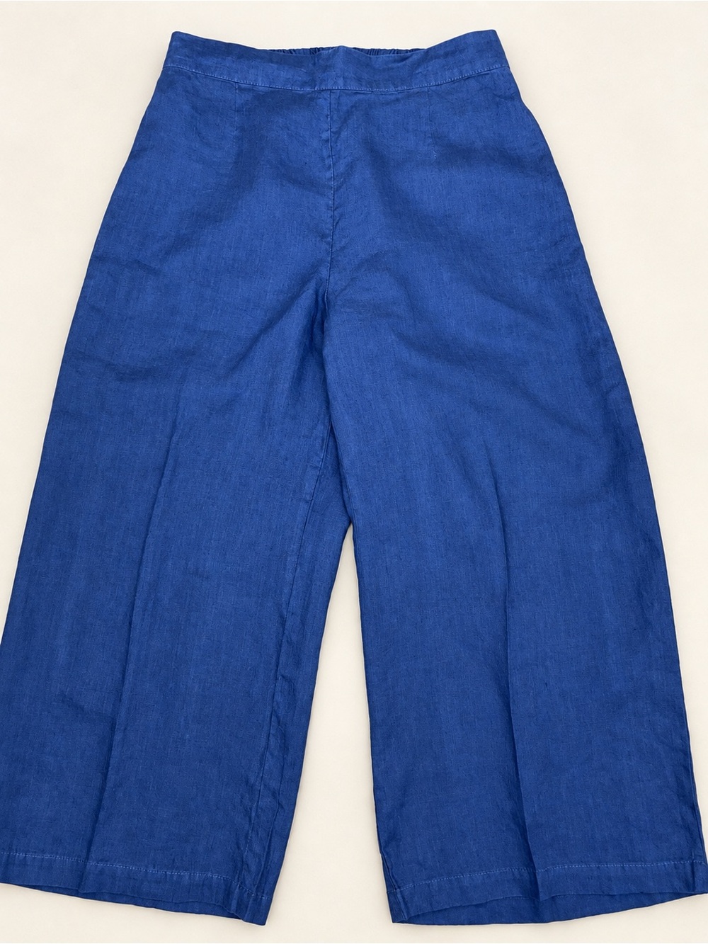 Flax 100% Linen Wide-Leg Pants - Blue